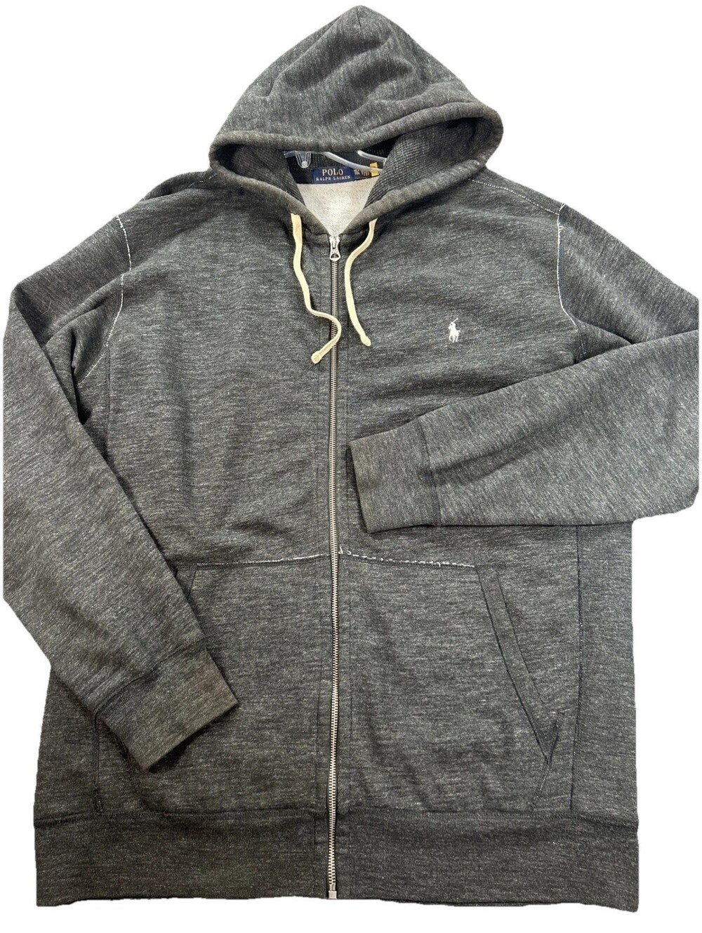 Ralph Lauren Polo Size XL Tall Gray Doub Knit Lined Sweatshirt Thermal Hood